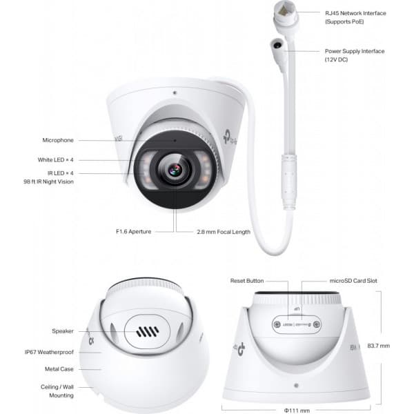 TP-Link InSight S445 övervakningskamera för utomhusbruk, 2,8 mm