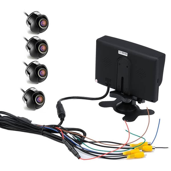 7" LCD Bilskärm, 800x400, Solskydd, 4st video in, Split video view