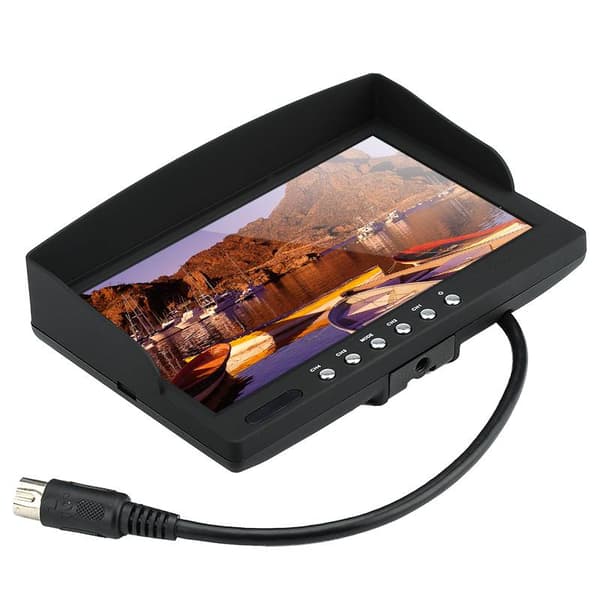 7" LCD Bilskärm, 800x400, Solskydd, 4st video in, Split video view