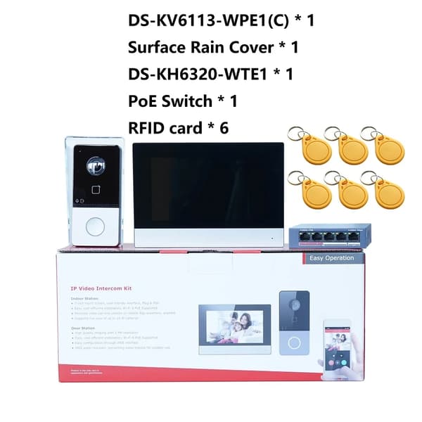Video Intercom System, 7-tommer skærm, Kablet forbindelse,med PoE-switch