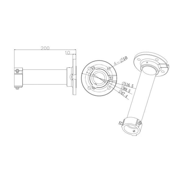Hikvision Digital Technology HIKVISION DS-1661ZJ-P Fäste, Stöd, 10 kg, Platta, Aluminium, Vattentät, 116,5 mm