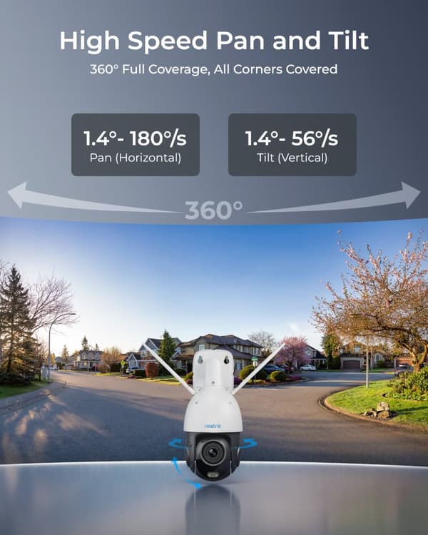 4K Wi-Fi Sikkerhedskamera, 5X Optisk Zoom, 360° Pan & Tilt, Smart Detektion