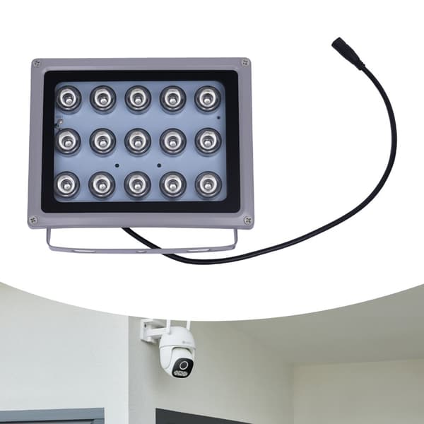 IR Infrarød Nattesynslampe, 15 LED'er, 100m Synlighed,Lysegrå