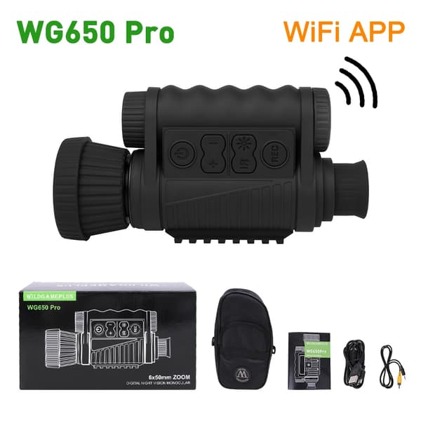 Yövisioni monokulaari, 5x suurennos, 50 mm objektiivilinssi,WG650 Pro(WiFi)