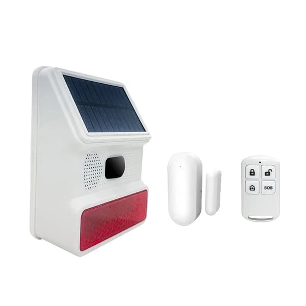 Trådløs solenergi lyd- og lysalarm, tyverialarm system, sensor, fjernbetjening,Pakke 3