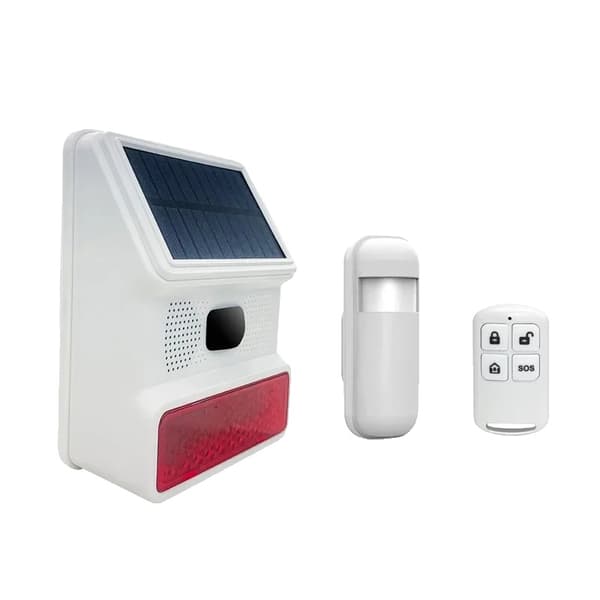 Trådlös solenergi ljud- och ljusalarm, inbrottslarmssystem, sensor, fjärrkontroll,Paket 4