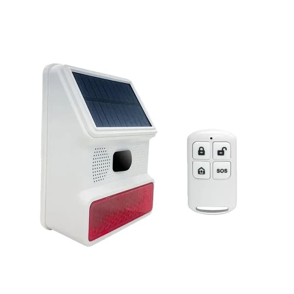Trådløs solenergi lyd- og lysalarm, tyverialarm system, sensor, fjernbetjening,Pakke 2