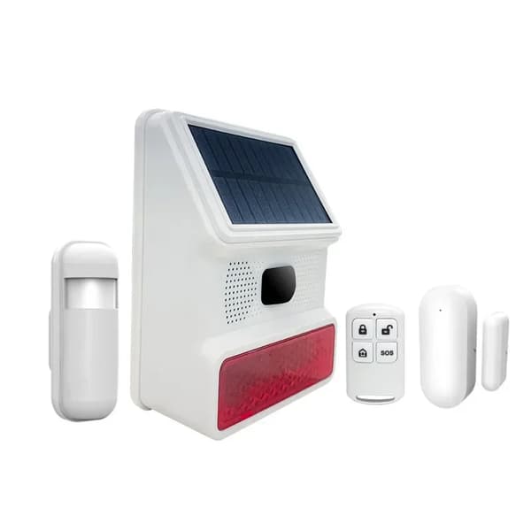 Trådløs solenergi lyd- og lysalarm, tyverialarm system, sensor, fjernbetjening,Pakke 5
