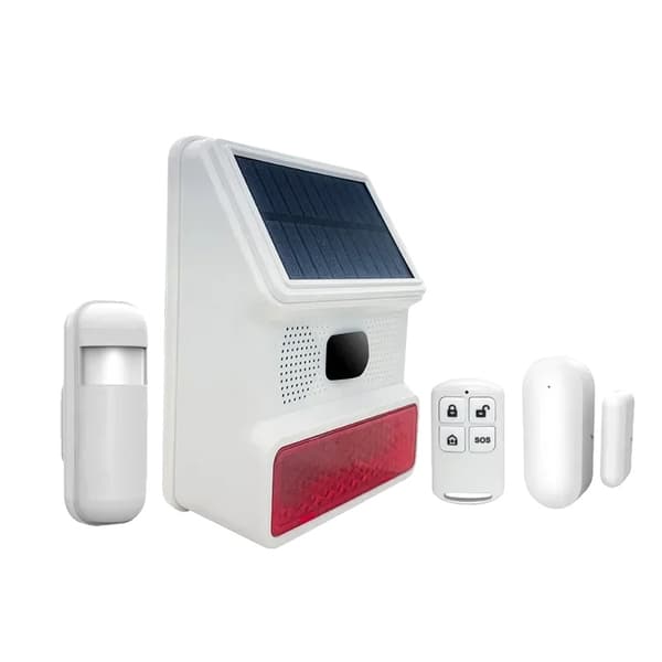 Trådløs solenergi lyd- og lysalarm, tyverialarm system, sensor, fjernbetjening,Pakke 5