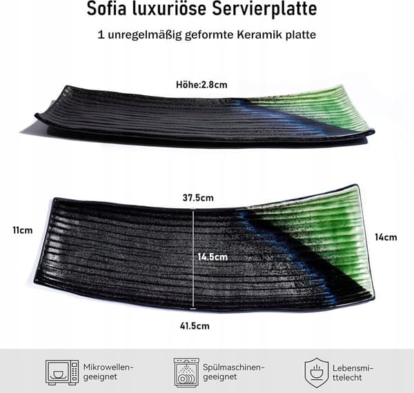 Serveringsfad til sushi, kød, snacks, kager Fad 41 cm Stort