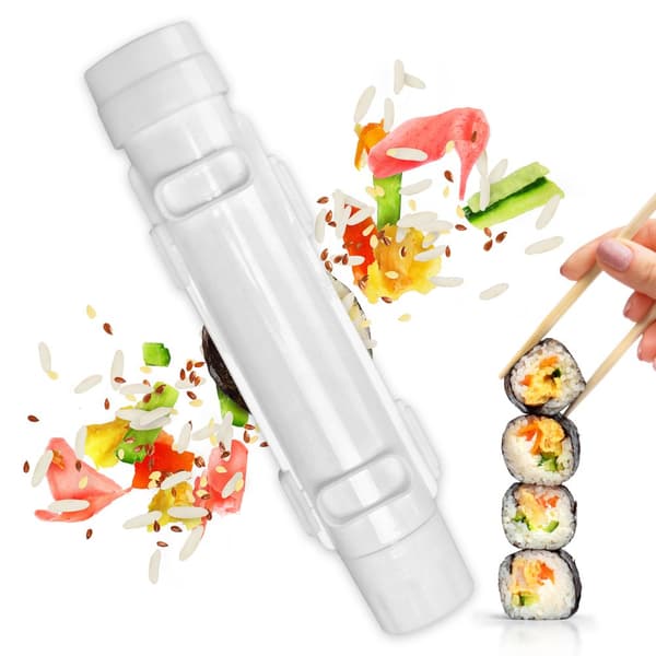 Sushitillverkningsset, sushitillverkningsrulle, DIY-sushitillverkning, sushiverktyg för nybörjare för att göra sushi snabbt (vit)