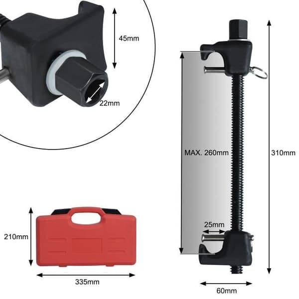 XMTECH Set med 2 fjäderkompressorsats, 260 mm fjäderspännare med resväska, för fjädringssänkande fjädersträckare