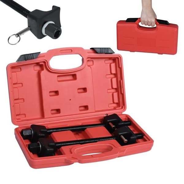 XMTECH Set med 2 fjäderkompressorsats, 260 mm fjäderspännare med resväska, för fjädringssänkande fjädersträckare