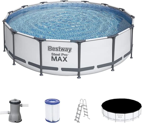 Bestway Steel Pro Max 457x122cm Familiepool med Pumpe, Stige & Dække - Perfekt til Børn