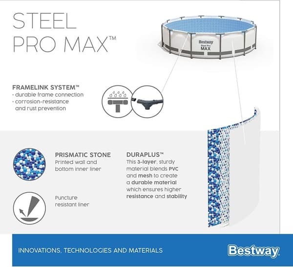 Bestway Steel Pro Max 549x122 cm Familie Pool Sæt med Pumpe, Stige & Dække