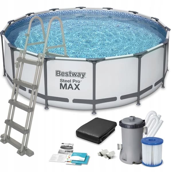 Bestway Steel Pro Max 457x122cm perheuima-allas pumpulla ja tikkailla, 16,015L kapasiteetti