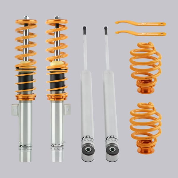 maXpeedingrods Coilovers för BMW E46, Justerbar Höjd, Icke-Justerbar Dämpare, Stark Konstruktion