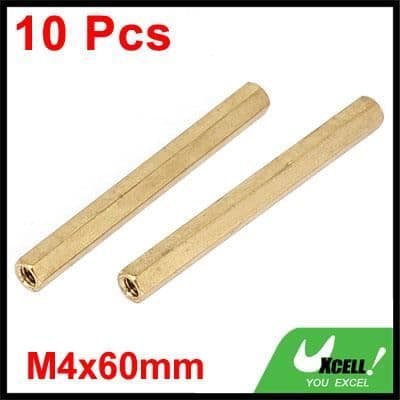SOURCING KARTA Sexkantsavståndsmutter M4 x 60mm invändig gängad mässing 10 st