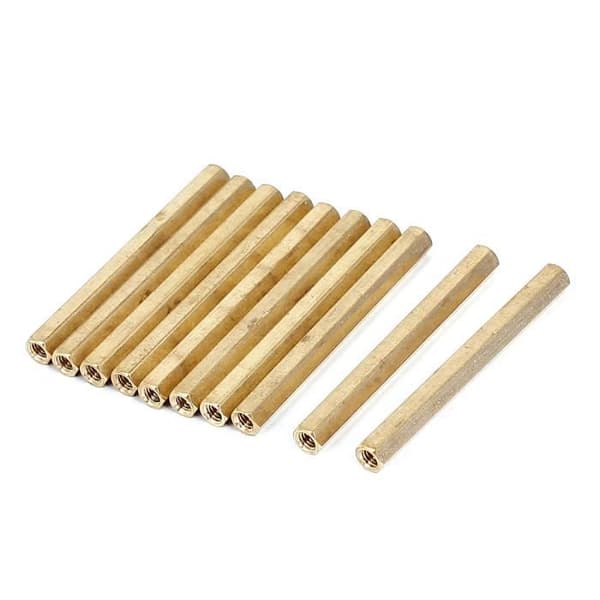 SOURCING KARTA Sexkantsavståndsmutter M4 x 60mm invändig gängad mässing 10 st