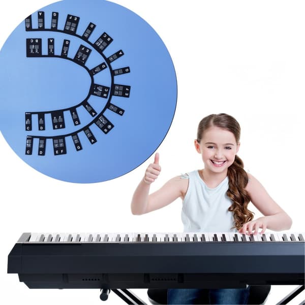 INF Aftageligt klaver keyboard Note label 61 tangenter Sort