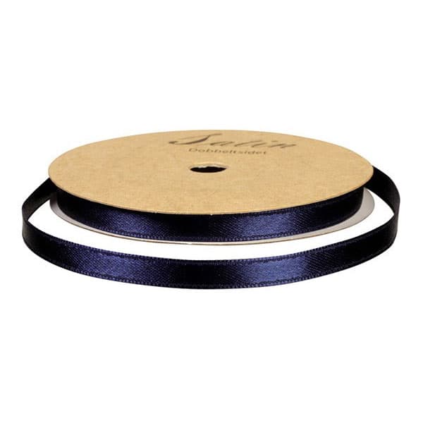 Sidenband På Rulle - 3mm x 10 meter - Marinblå