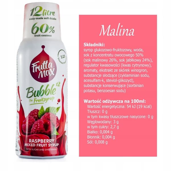 FRUTTAMAX Vadelmasiirappitiiviste 500 ml 12 litraan