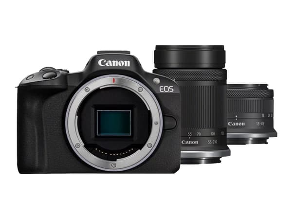 Canon EOS R50 - Digitalkamera - spegellöst - 24.2 MP - APS-C - 4 K / 30 fps - 2.5x optisk zoom RF-S 18-45 mm F4,5-6,3 IS STM objektiv, 55-210 mm F5,0