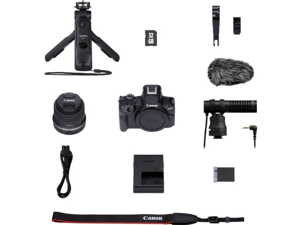 Canon EOS R50 Mirrorless Camera Content Creator Kit, 24,2 MP, 6000 x 4000 pikseliä, CMOS, 4K Ultra HD, Kosketusnäyttö, Musta