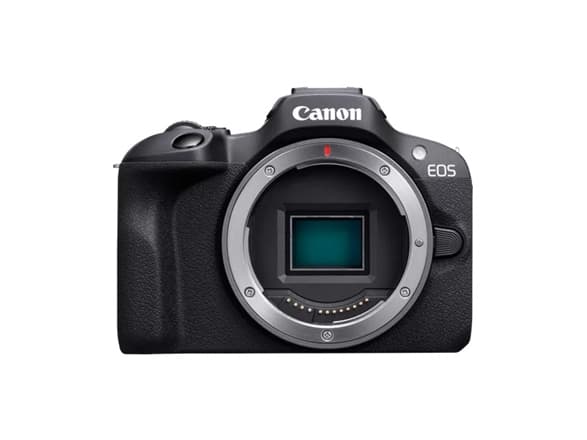 Canon EOS R100 - Digitalkamera - spegellöst - 24.1 MP - APS-C - 4 K / 29.97 fps - 2.5x optisk zoom RF-S 18-45 mm F4,5-6,3 IS STM objektiv - Wi-Fi, Bl