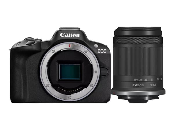 Canon EOS R50 - Digitalkamera - speilløst - 24.2 MP - APS-C - 4K / 30 fps - 8.3optisk x-zoom RF-S 18-150 mm F3.5-6.3 IS STM linse - Wi-Fi, Bluetooth Sort