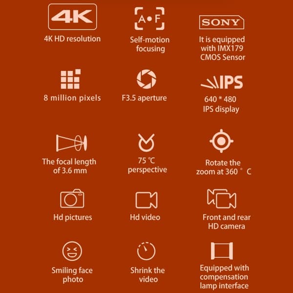 D6PRO 2,4" digitalt zoomkamera med dobbelt objektiv 4K videooptager + 32GB TF-kort