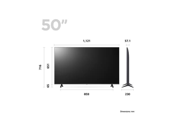 LG UHD 50UR78006LK.API, 127 cm (50"), 3840 x 2160 pikseliä, LED, Älytelevisio, Wi-Fi, Musta