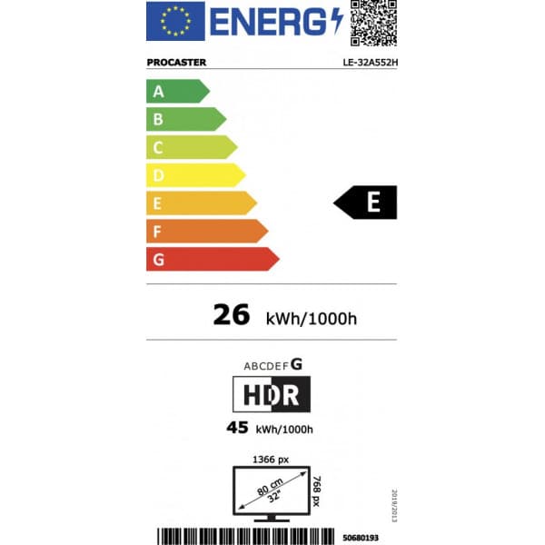 ProCaster LE-32A552H 32" HD Ready Android LED TV, 12V