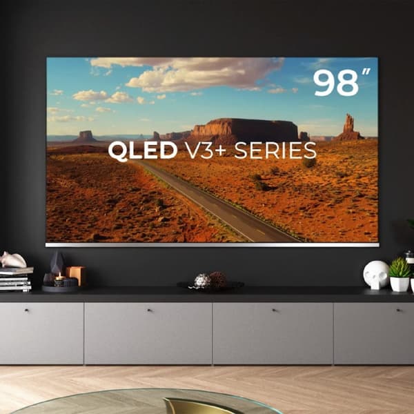 Cecotec 98" QLED TV with 4K UHD resolution, Android TV 11 OS, Local Dimming, Google Voice Assistant and Chromecast.