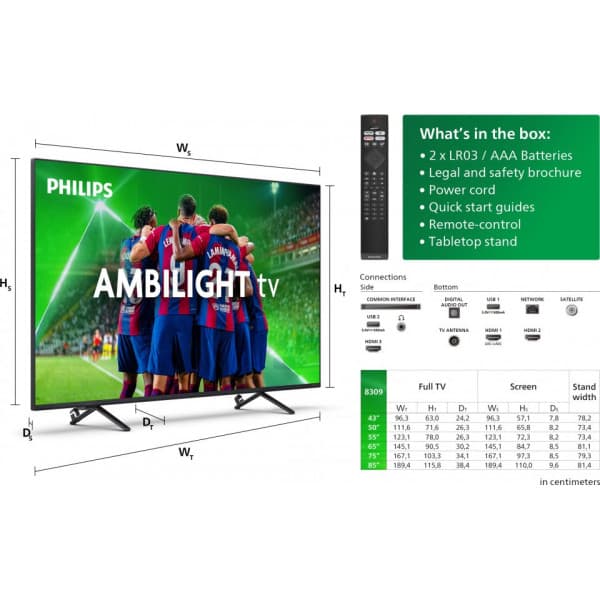 Philips 85PUS8309 85" 4K LED Ambilight TV