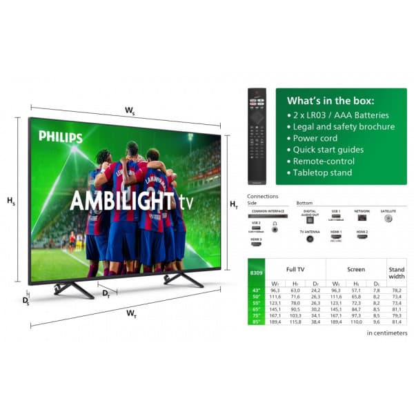Philips 50PUS8309 50" 4K LED Ambilight TV