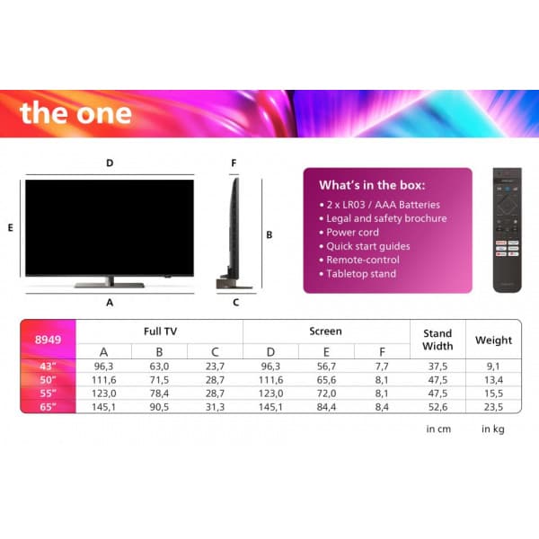 Philips The One 50" PUS8949 – 4K LED Ambilight TV