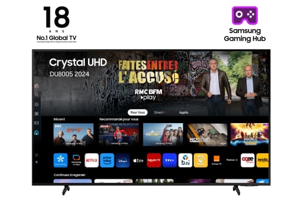 Samsung TU75DU8005K - 75" Diagonalklasse DU8005 Series LED-bakgrunnsbelyst LCD TV - Crystal UHD - Smart TV - Tizen OS - 4K UHD (2160p) 3840 x 2160 -