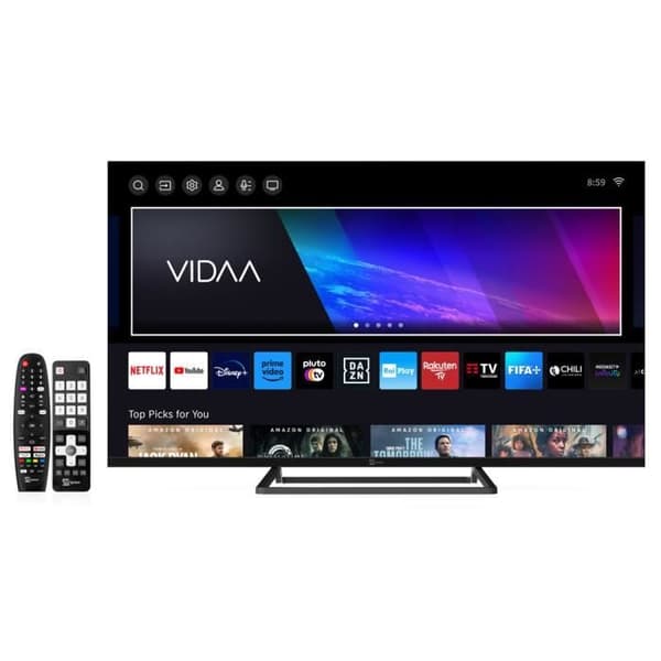 TELE System Smart TV 43 tum 4K UHD TS43FL4KSMV13, TivùSat 4K UHD CAM certifierad, Dubbel fjärrkontroll, HbbTV, HDR10 HLG, ramlös.