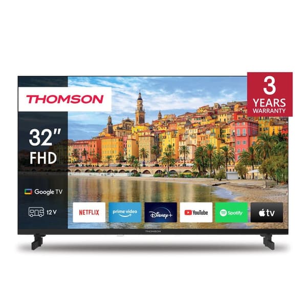 Thomson 32" FHD Google Smart TV 12V/230V 32FG2S14C Sort
