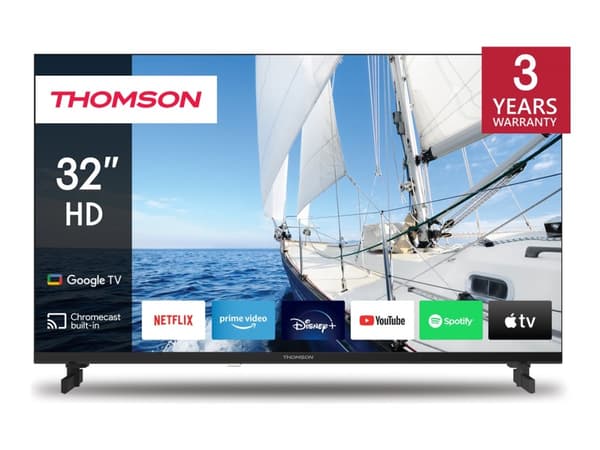 Thomson 32HG2S14 - 32" Diagonal klass LED-bakgrundsbelyst LCD-TV - Smart TV - Google TV - 720p 1366 x 768 - Direct LED - svart