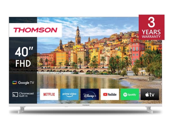 Thomson 40FG2S14W - 40" Diagonal klass LED-bakgrundsbelyst LCD-TV - Smart TV - Google TV - 1080p 1920 x 1080 - Direct LED - vit