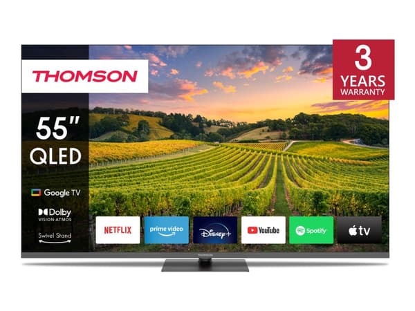 Thomson 55QG5C14 - 55" Diagonal klass LED-bakgrundsbelyst LCD-TV - QLED - Smart TV - Google TV - 4K UHD (2160p) 3840 x 2160 - HDR - Direct LED, Quant Grå