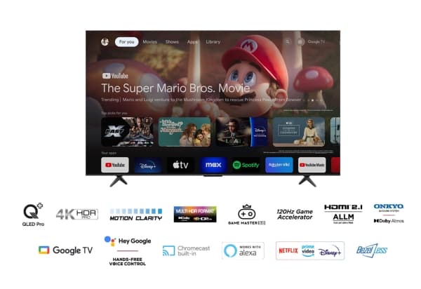 TCL 85C655 - 85" Diagonalklasse (84.5" synlig) - C655 Series LED-bakgrunnsbelyst LCD TV - QLED Pro - Smart TV - Google TV - 4K UHD (2160p) 3840 x 216