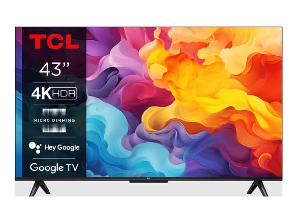 TCL 43P655 - 43" Diagonal klass (43" visbar) - P655 Series LED-bakgrundsbelyst LCD-TV - Smart TV - Google TV - 4K UHD (2160p) 3840 x 2160 - HDR - bor Svart
