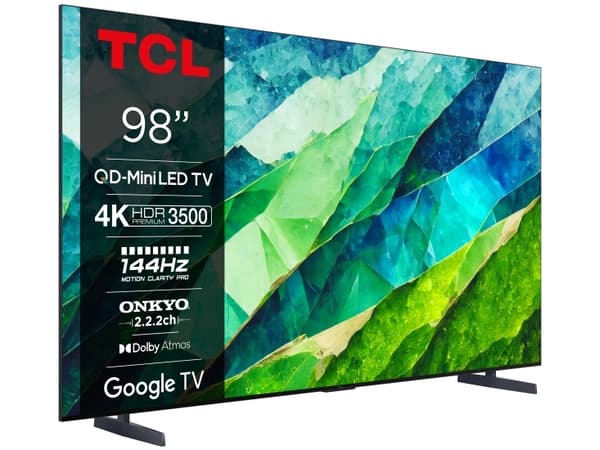 TCL C855 98C855 4K QD-Mini LED Google TV, 2.49 m (98"), 3840 x 2160 pixels, LED, Smart TV, Wi-Fi, Black