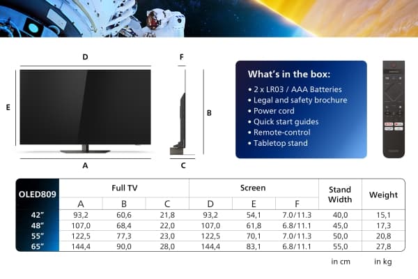 Philips 55OLED809/12, 139.7 cm (55"), 4K Ultra HD, OLED, Smart TV, Wi-Fi, Black