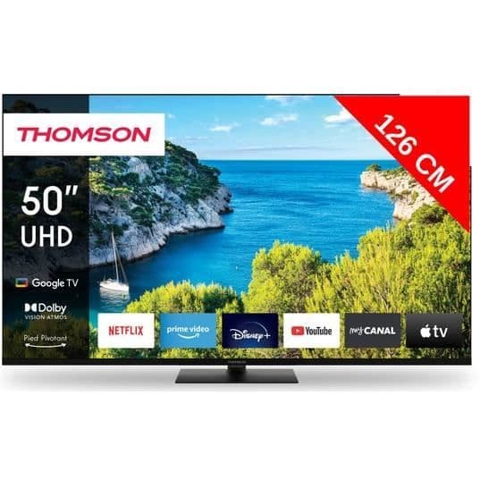 126 cm 4K LED-TV Thomson Google TV 50 UHD - THOMSON - Svart - Smart TV - Dolby Atmos - 3 års garanti Svart