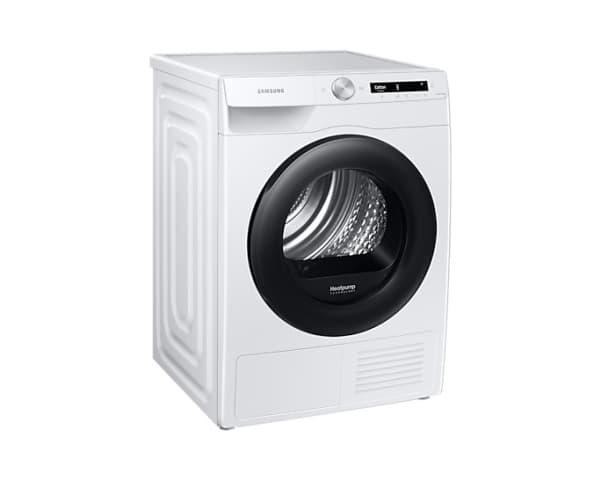 Samsung DV90T5240AW, Frittstående, Frontmatet, Varme pumpe, Hvit, Rotasjon, Berøringskontroll, Riktig/Høyre