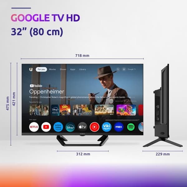 STRONG - TV HD 32" (80 cm) - Google TV - Wifi - Bluetooth - HDR - Chromecast - Google Assistent - 3 Tuner - 2xHDMI (ARC) + USB